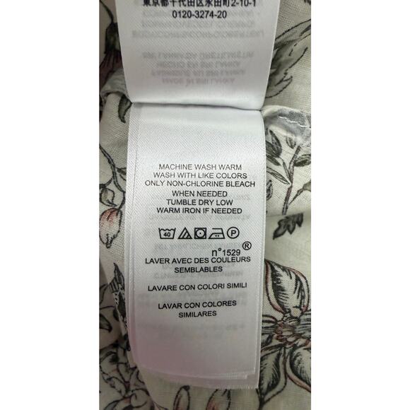 Lauren Ralph Lauren Womens Floral Button Shirt 2X Cotton Blouse Cream New - Picture 9 of 9